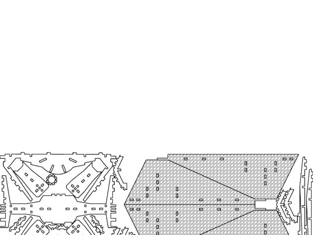 Spaceship Int file cdr, svg and dxf vector file for laser cut 3d constructor