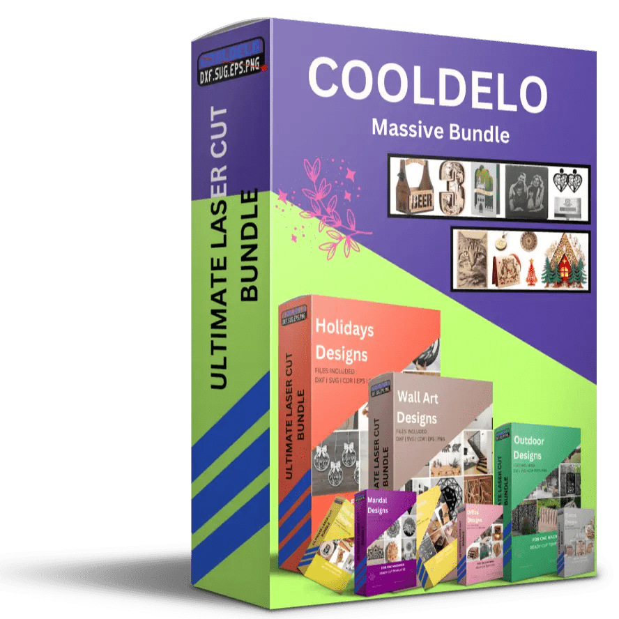 Full Access to All our 300.000 Designs - DXF, SVG, CDR, EPS, PNG, and JPG Files | xTool, OMtech, LM2, Elegoo - Cooldelo™