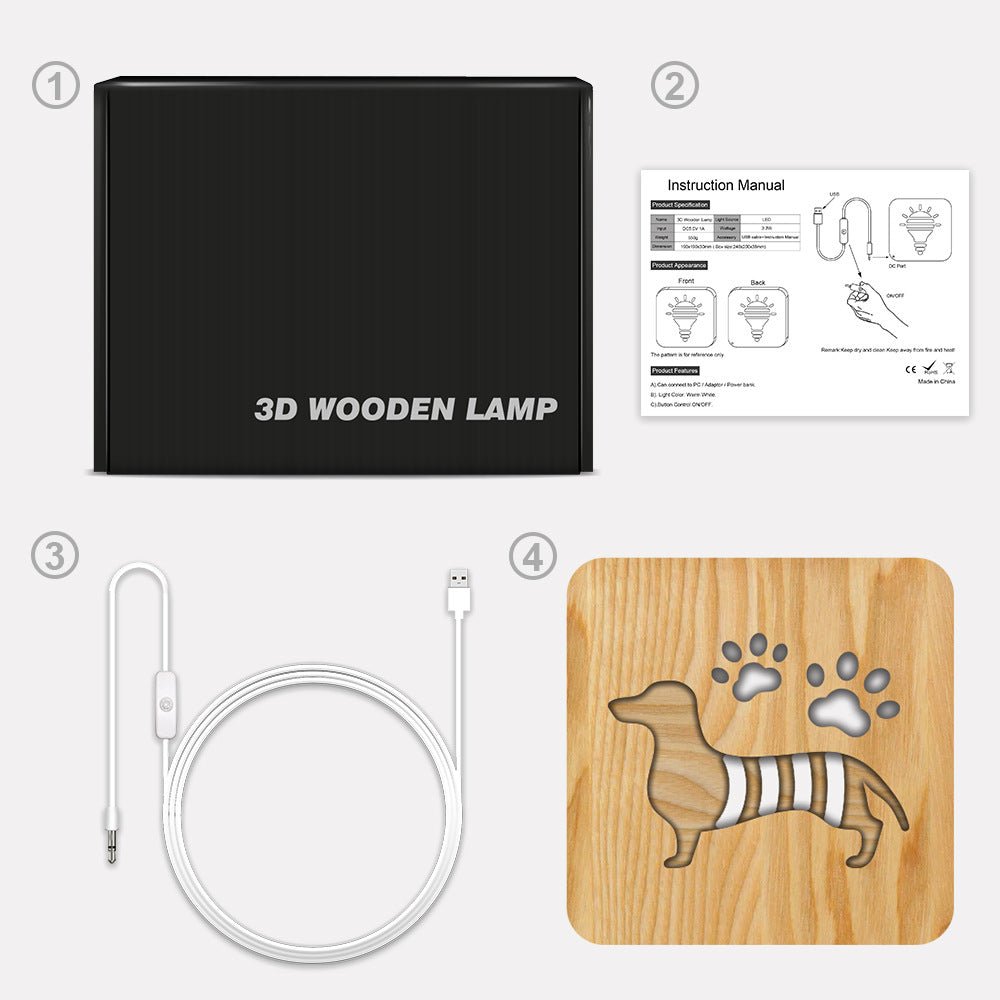 Wooden Dachshund Lamp - Cooldelo™